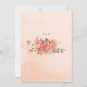 Elegante Coral Rozen Waterverf Perzik Bloemen Save The Date (Achterkant)