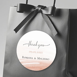 Elegante Coral Terracotta bruiloft Ronde Sticker