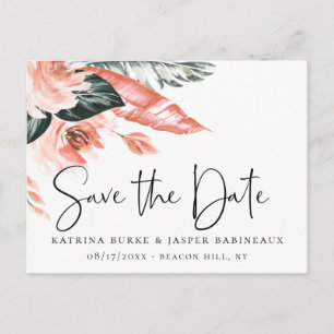 Elegante Coral Tropics Save the Date Aankondigingskaart