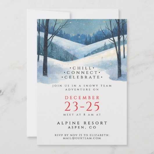 Elegante Corporate Blue Winterlandschap Waterverf Kaart (Voorkant)