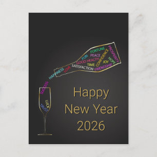 Elegante Corporate Nieuwjaar 2026 Motivatie Fles Feestdagenkaart