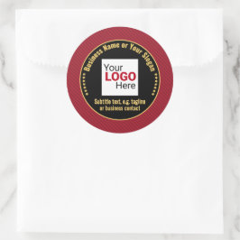 Elegante Corporate Stripe - Donkerrood & Zwart Cus Ronde Sticker