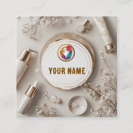 Elegante cosmetische opstelling vierkante visitekaartje