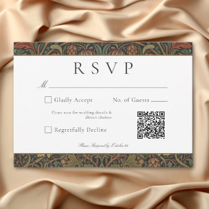 Elegante Cottage Botanische herfst bruiloft QR RSVP Kaartje