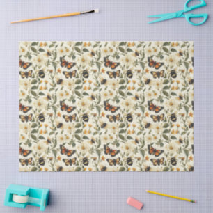 Elegante CottageCore Bloemen Vlinders Decoupage Tissuepapier