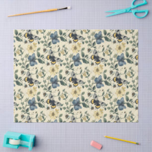 Elegante CottageCore Bloemen Vlinders Decoupage Tissuepapier