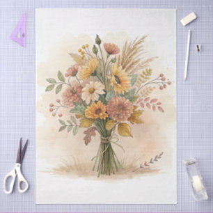 Elegante Cottagecore Herfst Bloemen Boeket Decoupa Tissuepapier