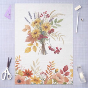 Elegante Cottagecore Herfst Bloemen Boeket Decoupa Tissuepapier
