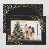 Elégante couleur noire Photo Cartes de Noël (Devant / Derrière)