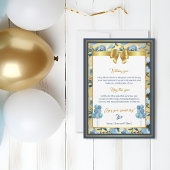 Elégante couleur or bleu Aquarelle Floral carte d'