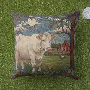 Elegante country chic boho koe boerderij buitenkussen