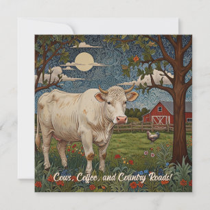 Elegante country chic boho koe boerderij kaart