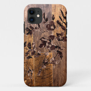 Elegante country chic houtnerf bloemen iPhone 11 hoesje