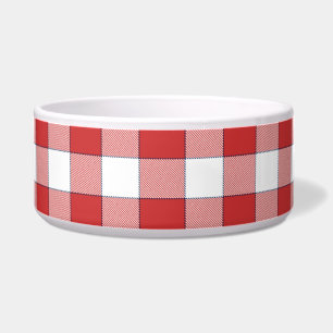 Elegante Countryside Picnic Wit Rood Geruit Huisdi Voerbakje