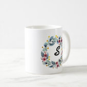 Élégante couronne florale Monogramme de café Mug (Devant droit)