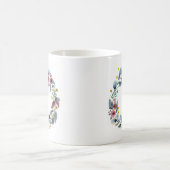 Élégante couronne florale Monogramme de café Mug (Centre)