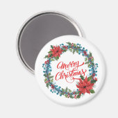 Élégante couronne florale Noël | Magnet (Recto/Verso)