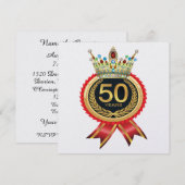 Elégante Couronne Or Cinquante Invitation (Devant / Derrière)
