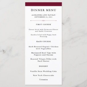 Elegante Couture Marsala Trouwmenu Menu