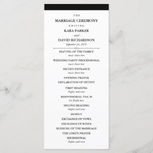 Elegante couture Zwart-wit huwelijksprogramma Programma