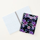 Élégante couverture de Carnet Floral pourpre - Aqu (Intérieur)