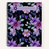 Élégante couverture de Carnet Floral pourpre - Aqu (Devant)