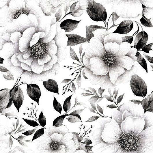 Élégante couverture de fleurs monochromes en gris