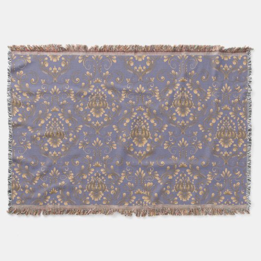 Élégante couverture de jet en damas doré | Périwin (Devant)