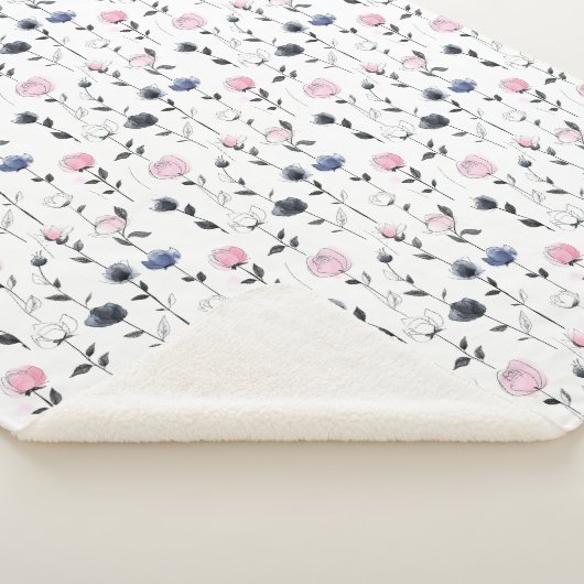 Élégante couverture de sherpa motif rose (3/4)