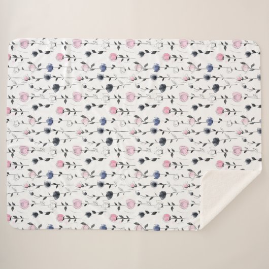 Élégante couverture de sherpa motif rose (Devant (Horizontal))