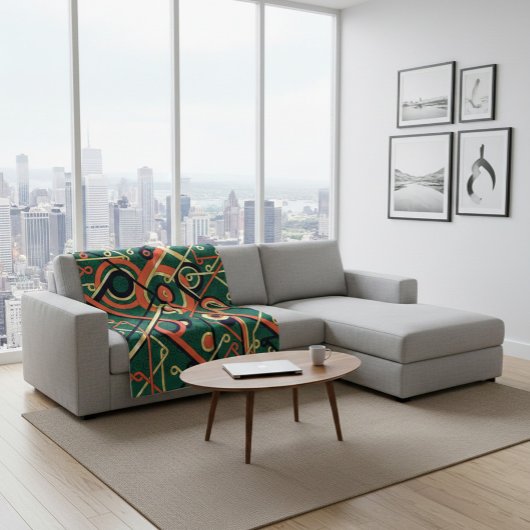 Elégante couverture géométrique Gold & Green Art D