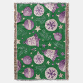Élégante couverture jetée cloches de Noël violette (devant Vertical)