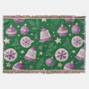 Élégante couverture jetée cloches de Noël violette
