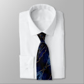 Élégante cravate avec agate bleu marine marbré or (Attaché)