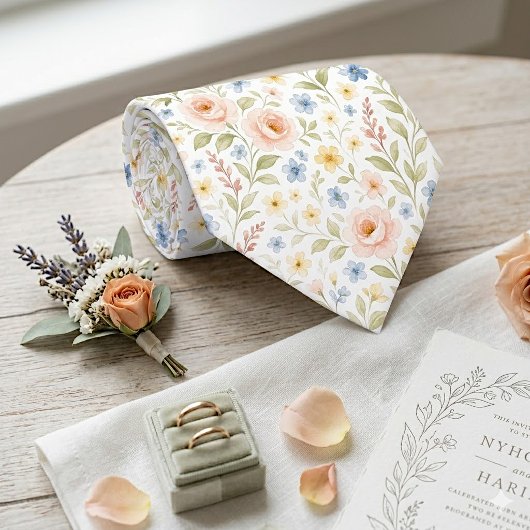 Élégante cravate avec motif d'art floral