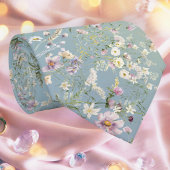 Élégante cravate bleu serène florale