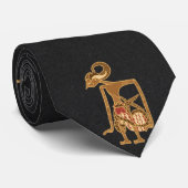 Élégante cravate noire avec image d'Arjuna (Roulé)