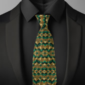 Élégante cravate or et émeraude