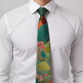 Élégante Cravate verte florale