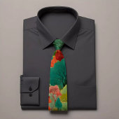 Élégante Cravate verte florale