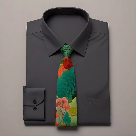 Élégante Cravate verte florale