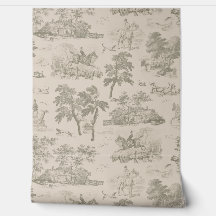 Elegante  Cream Beige Horse Hunting Toile