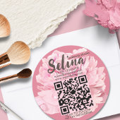 Elegante Cream Blush Roze Bloemen Make-up Studio Ronde Sticker
