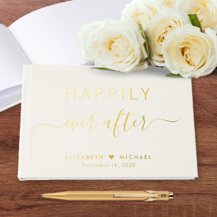 Elegante Cream 'Happily Ever After' Trouwboek Gastenboek