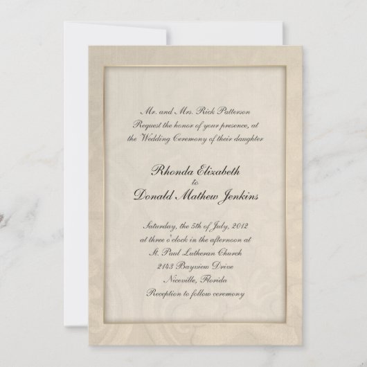 Élégante Cream sur mesure Invitation au mariage (Devant)