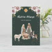 Élégante crèche verte Carte de Noël chrétienne (Debout devant)