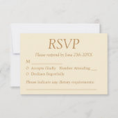 Elégante Crème Beige Mariage RSVP Card (Devant)