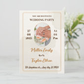 Elegante crème bruiloft met een van de trouwring kaart (Staand voorkant)