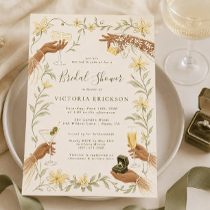 Elegante Crème Cocktail Bruiloft Uitnodiging