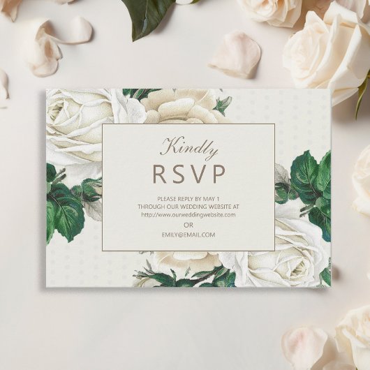 Elégante Crème d'ivoire Floral Mariage RSVP